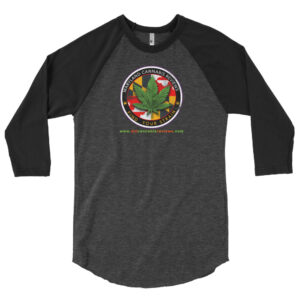 MD Cannabis Review retro logo 3/4 sleeve raglan shirt