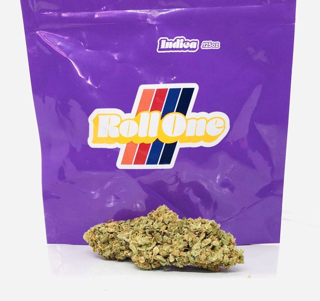 critical sensi star buds in front of purple roll on ziplock bag