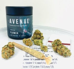 marshmallow strain buds and joint next to avenue jar