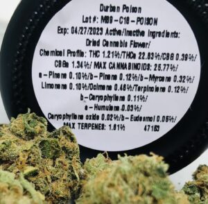 terpene and testing label durban poison